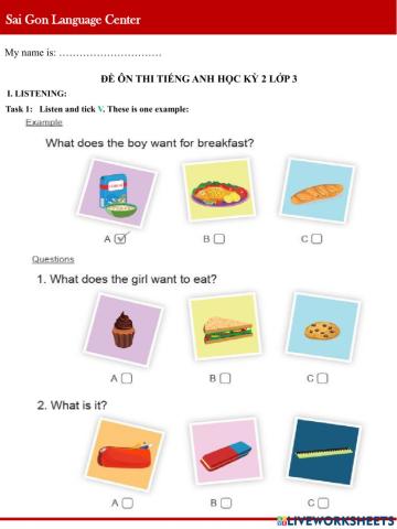 Ôn thi học kỳ 2 lớp 3