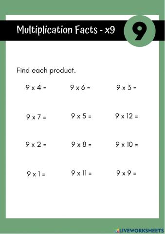 Quiz: 9 Multiplication Facts