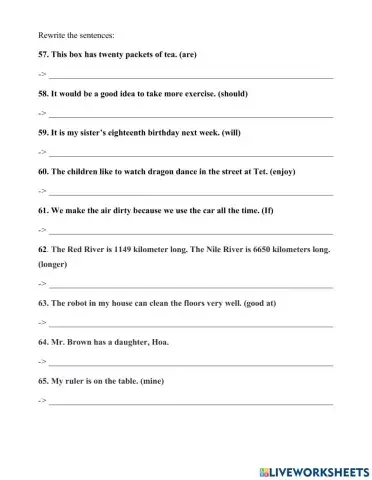 G6 HKII Viết lại câu Khương Mai