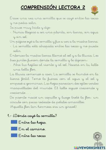 Comprensión lectora 2