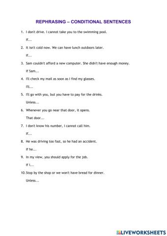Rephrasing conditional sentences