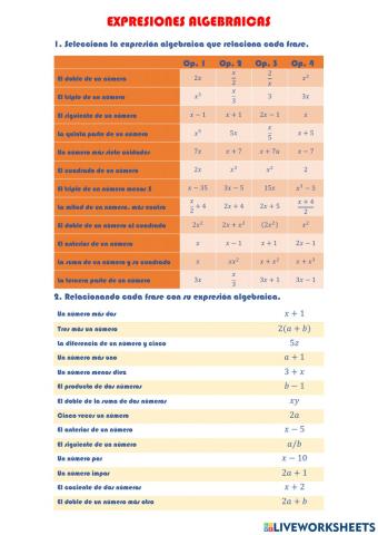 Expresiones algebraicas
