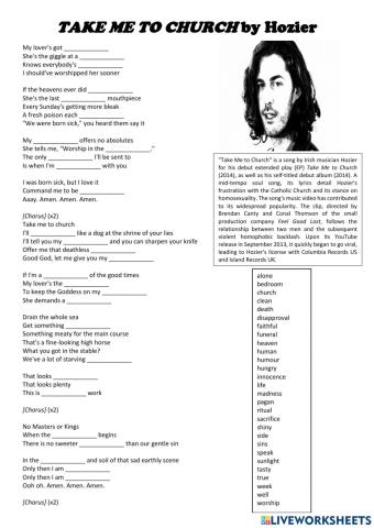 Song: -Take me to church- by Hozier