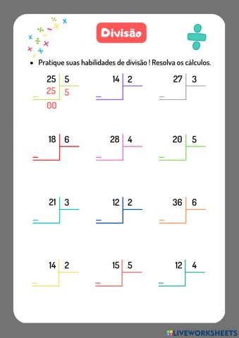 Cálculos  iniciais de divisão