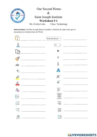 Opciones del menú inicio de Word