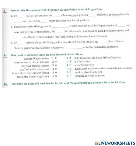 Plusquamperfekt - nachdem