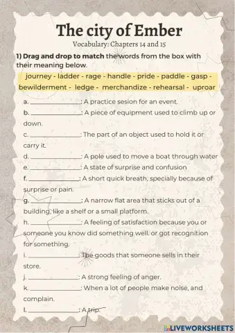 The city of ember: Vocabulary (ch 15)