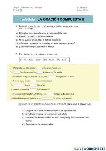 Oraciones compuestas II