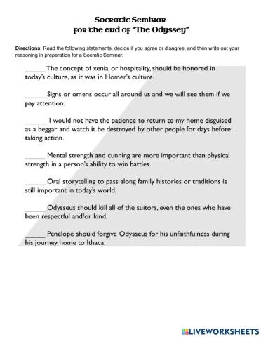 Odyssey socratic seminar
