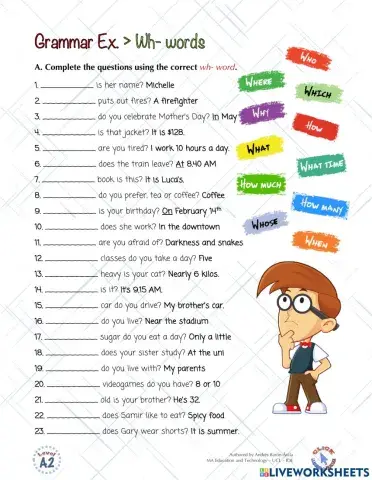 Grammar Ex.: Wh- Question Words