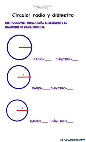 Radio y diámetro de un círculo