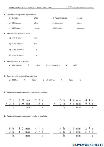 El tiempo y el dinero.