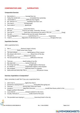 Superlatives and comparatives