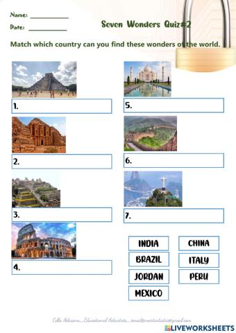 Seven Wonders Quiz 2