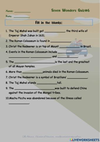 Seven Wonders Quiz 6
