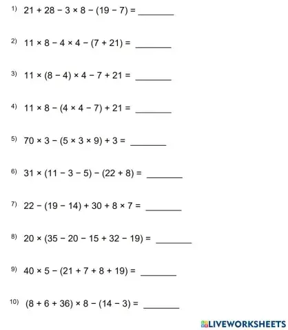 Add-Subtract-Multiply w- parenthesis
