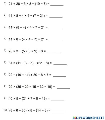 Add-Subtract-Multiply w- parenthesis