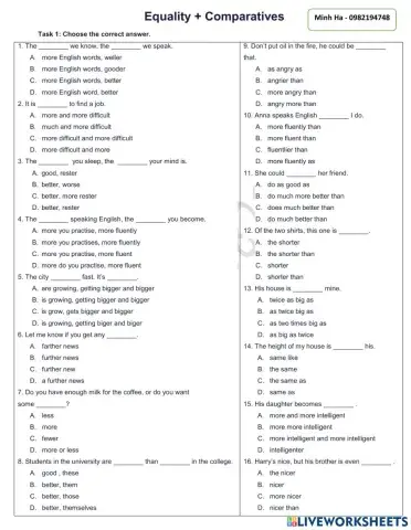 Equality & Comparatives