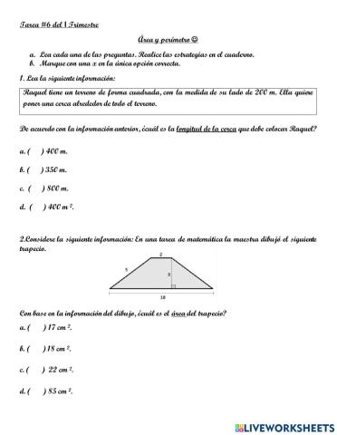 Área y perímetro 5to