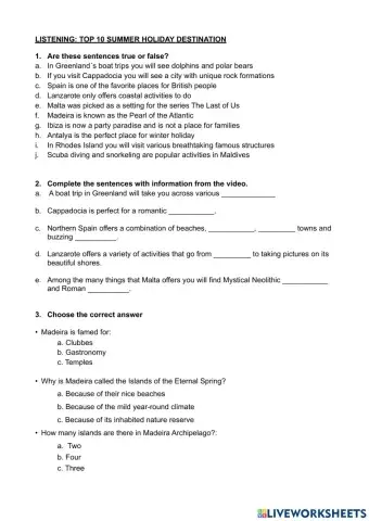 Top 10 summer holiday destination