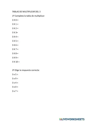 Matemáticas tabla del 3