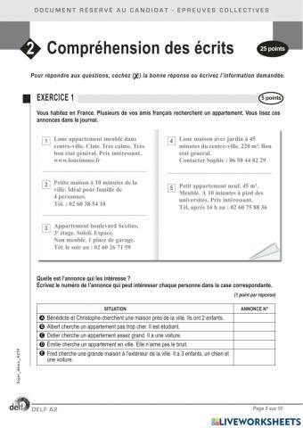 Compréhension écrite A2