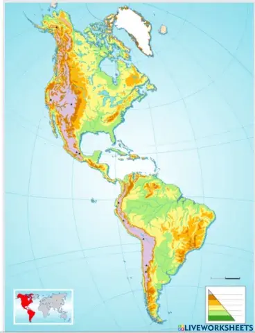 Mapa físico de América. Inclusión