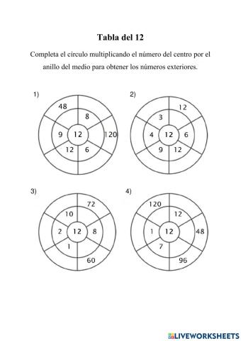 Tabla de multiplicar del 12 - Target
