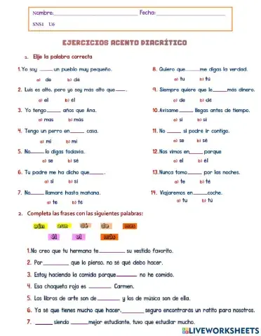 SNS1 Práctica Acentos Diacríticos(04-26-2023)