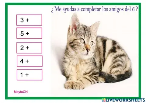 Cálculo mental. Amigos del 6