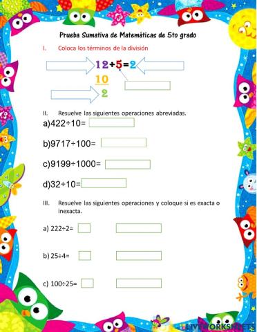 División y sus terminos