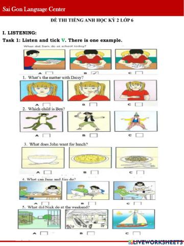 Đề ôn thi học kỳ 2 lớp 6 (26.04)