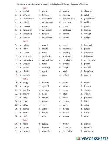 Grade 6 Unit 11 Stress