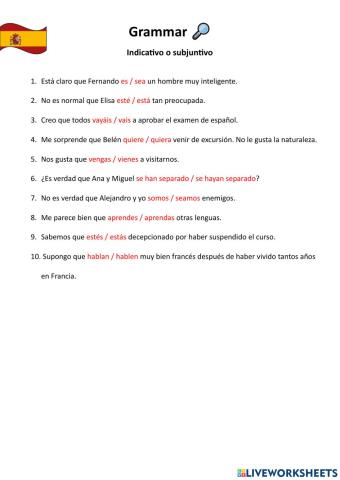 Grammar indicativo o subjuntivo 2