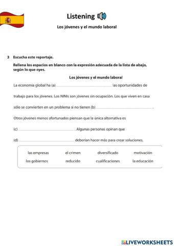 Listening - Los jóvenes y el mundo laboral