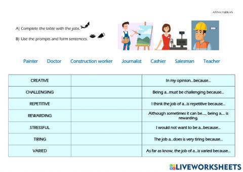 Jobs, Work, Adjectives, drag and drop, speaking