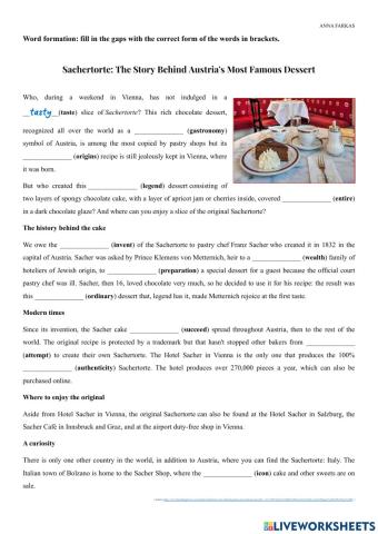 Word formation, vocabulary, food, prefix, suffix