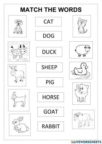 Match the words - Farm animals