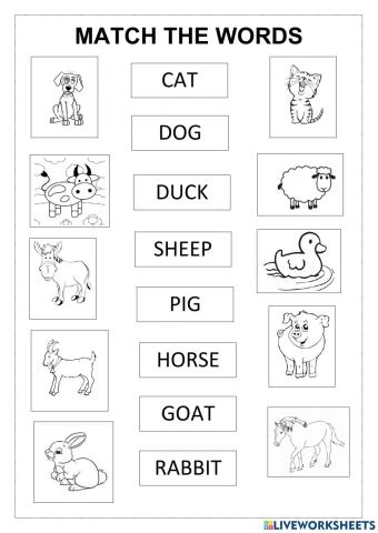 Match the words - Farm animals