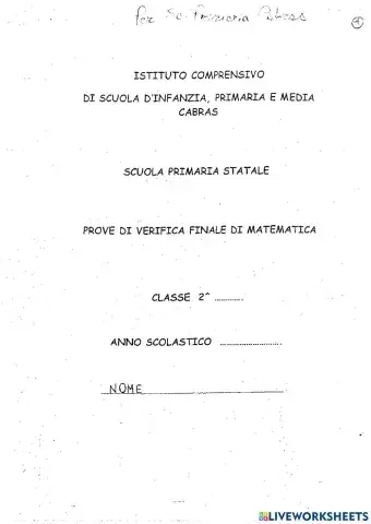 prova in uscita classe seconda