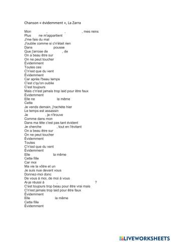 Chanson -Évidemment-, La Zaira