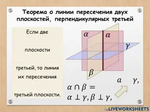 Теорема о линии пересечения перпендикулярных плоскостей