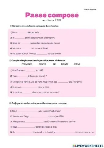 Passéc compose avec être