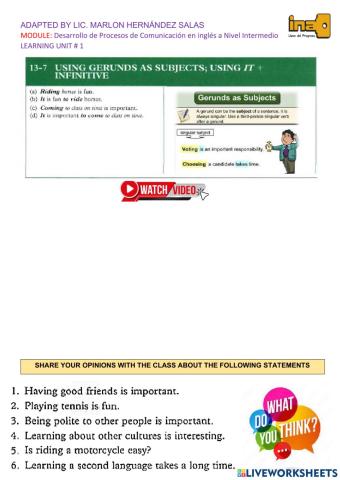 Gerunds and Infinitives