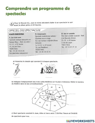 CE- Comprendre un programme de spectacles