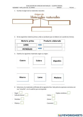 Materiales naturales y artificiales