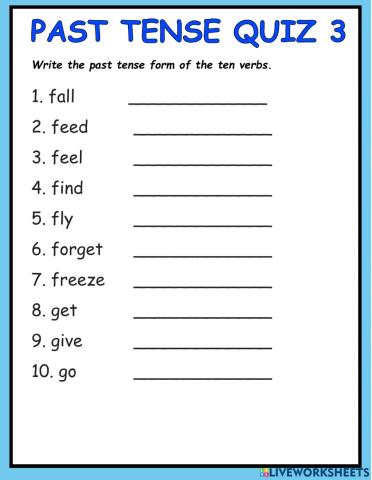Past Tense Quiz 3