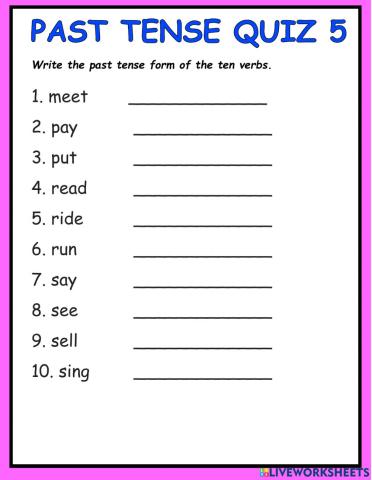 Past Tense Quiz 5
