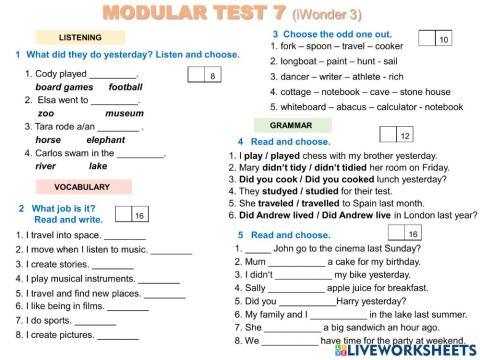 Module test 7 (iWonder 3)