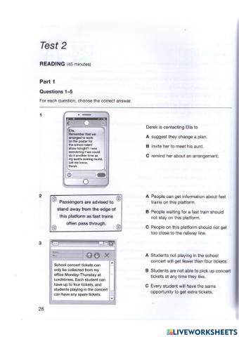 Mock Exam 2- Reading Pet